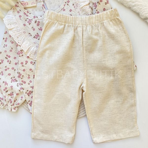 ZARA KETEN ÇITIR ÇİÇEKLİ BOL PAÇA 2’Lİ TAKIM