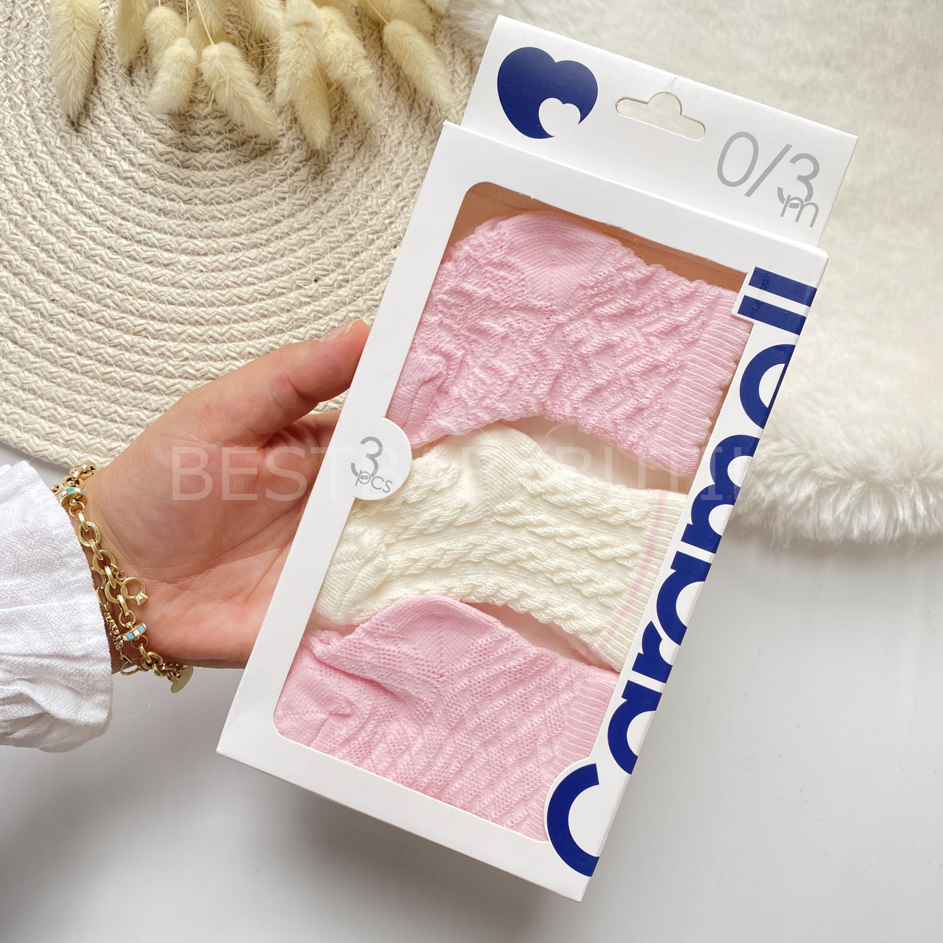 CARAMEL KENDİNDEN DESENLİ 3’LÜ ÇORAP