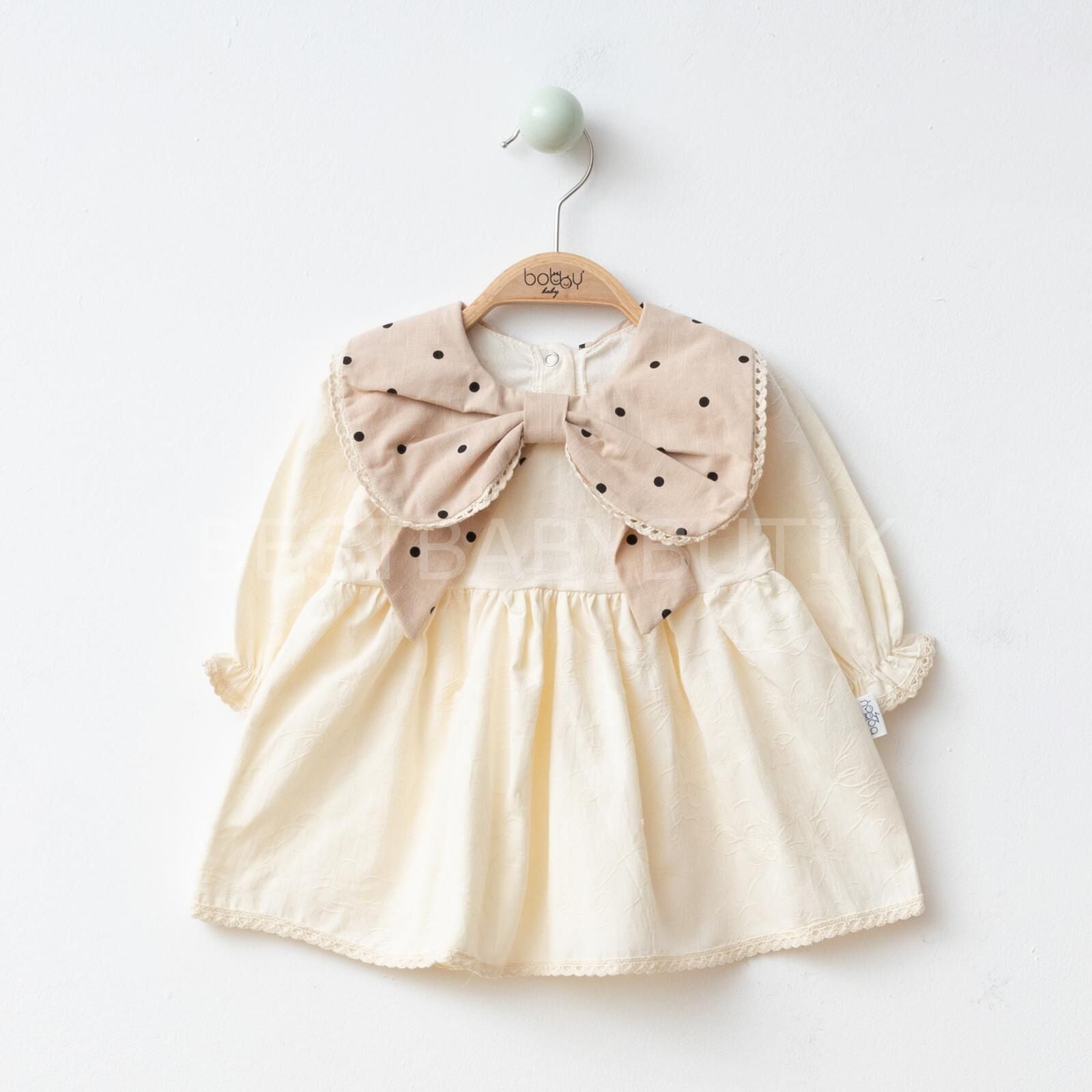 Fiyonk Yaka Detaylı Elbise 9-12 AY