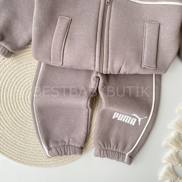 Puma Yazı Baskılı Fermuarlı Eşofman Takımı