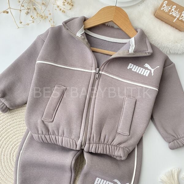 Puma Yazı Baskılı Fermuarlı Eşofman Takımı