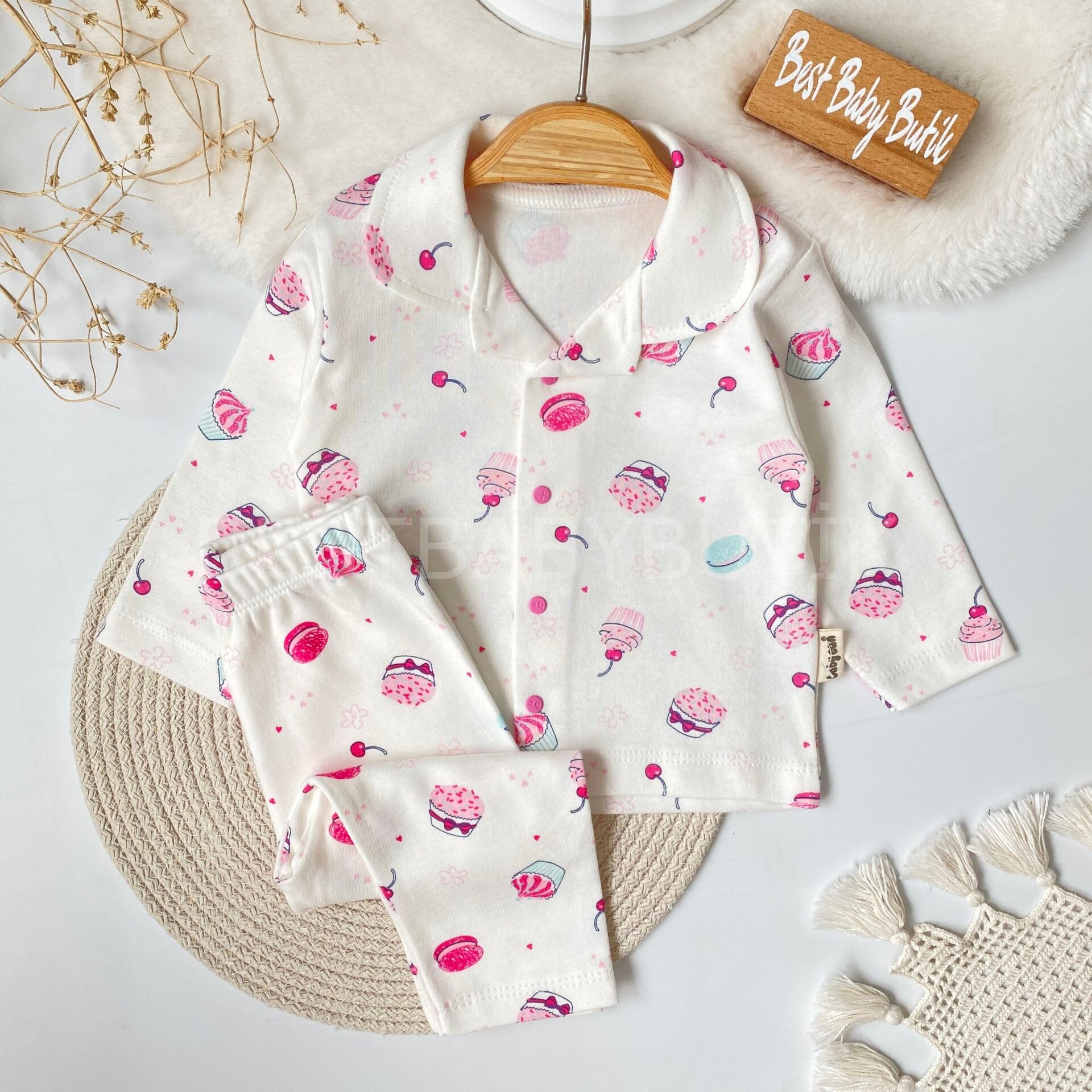 Cupcake %100 Pamuk Pijama Takımı 3-6 AY