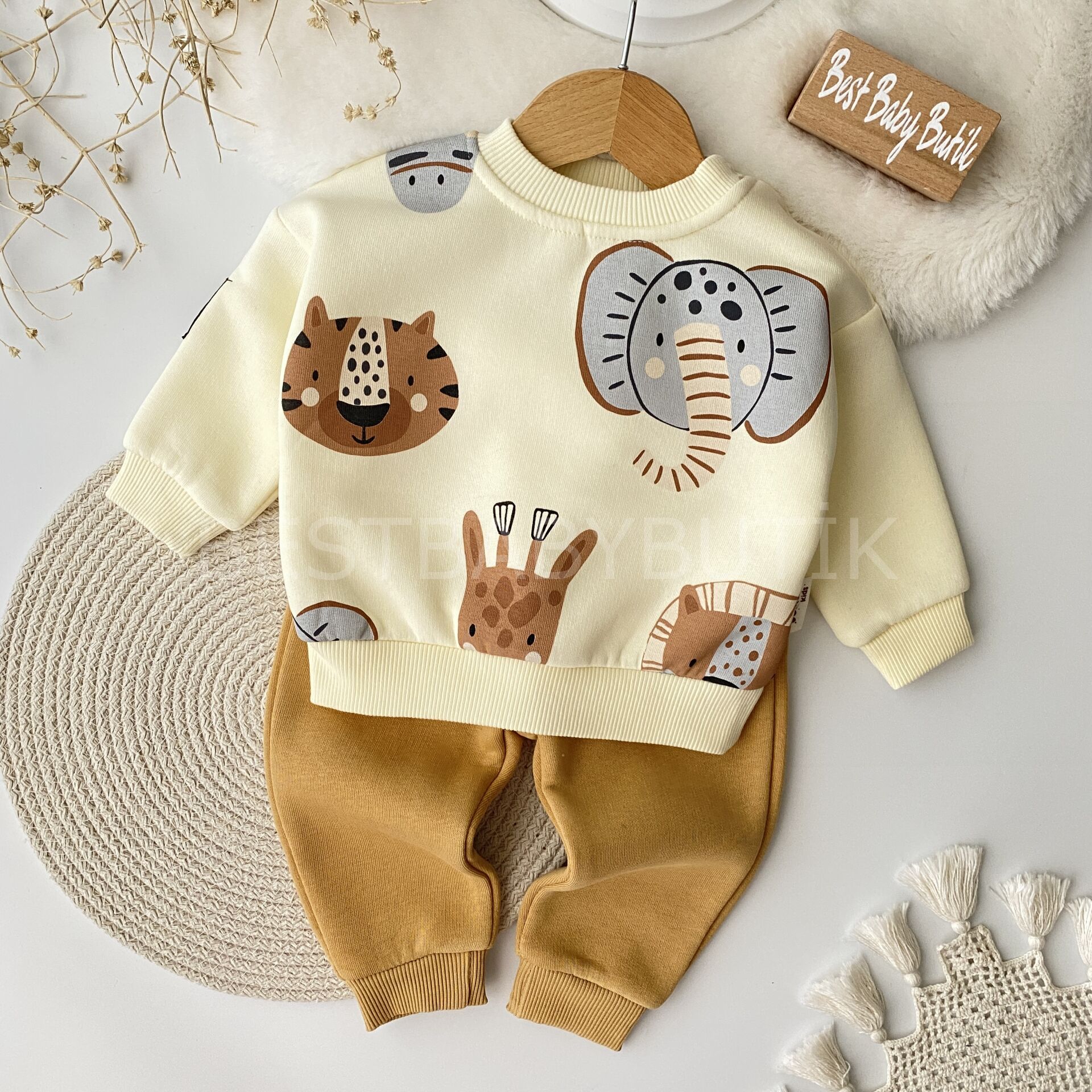 Animals Baskılı Şardonlu 2’Li Takım