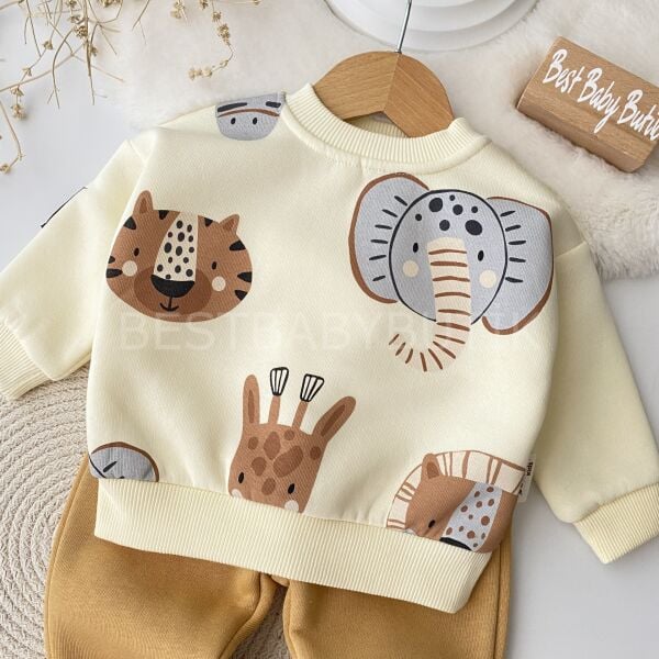 Animals Baskılı Şardonlu 2’Li Takım