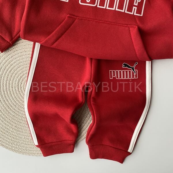 Puma Yazı Baskılı Unısex Kapşonlu Şardonlu 2’Li Takım