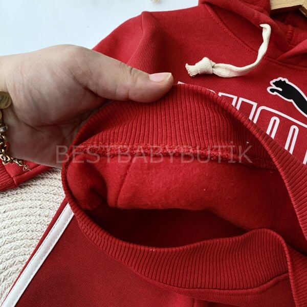 Puma Yazı Baskılı Unısex Kapşonlu Şardonlu 2’Li Takım