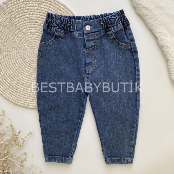 Polo Yaka Çizgili Kot Pantolonlu 2’Li Takım