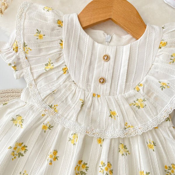 Çıtır Çiçekli Yaka Detaylı Katlı Elbise 6-9 AY