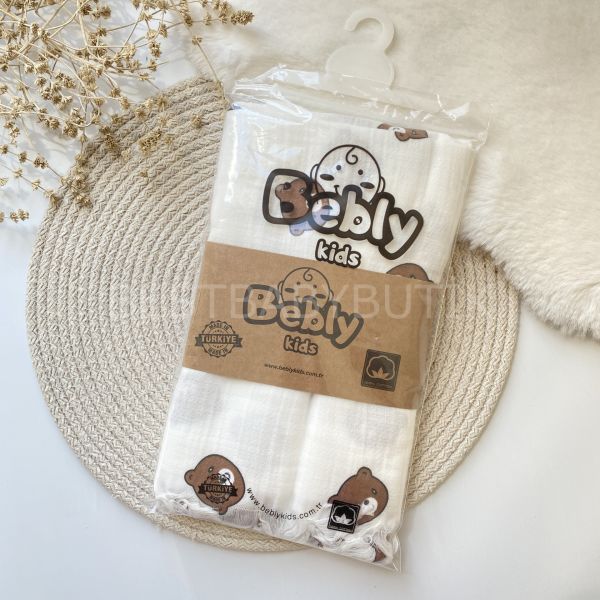 BEBLY AYICIK KAFALAR ÇİFT KATLI BÜYÜK BOY MÜSLİN BATTANİYE 105x120 CM