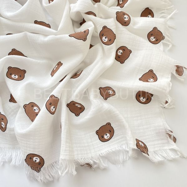 BEBLY AYICIK KAFALAR ÇİFT KATLI BÜYÜK BOY MÜSLİN BATTANİYE 105x120 CM