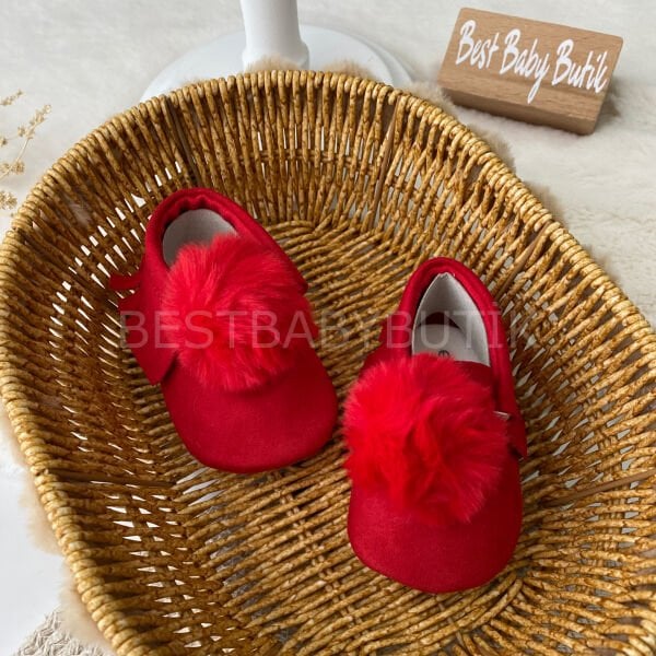 Ponponlu Kadife Dokulu Makosen Ayakkabı