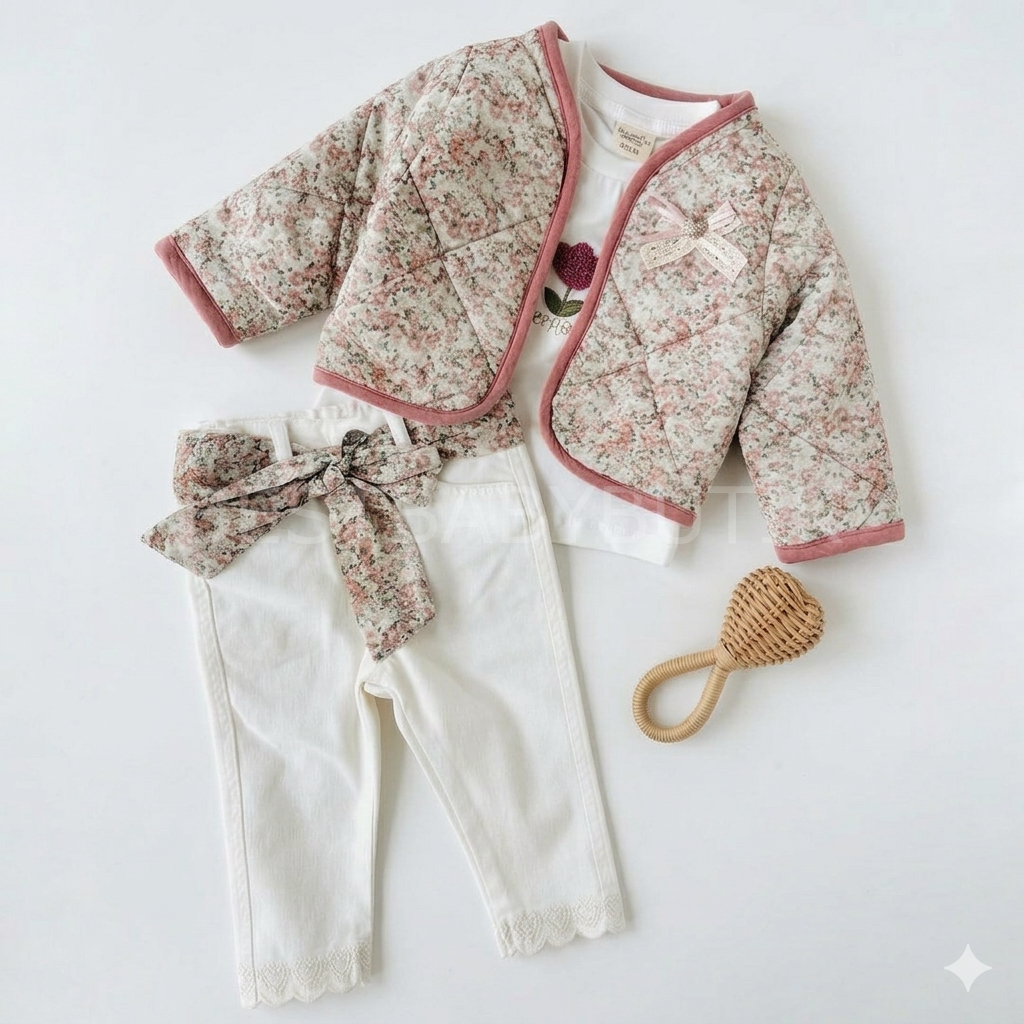 Lina Çıtır Çiçekli Ceketli Pantolonlu 3’Lü Takım 18-24 AY