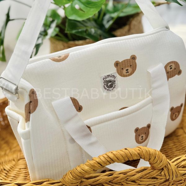 BESTBABYBUTİK PİNTEREST AYICIKLI KAPİTONE BEBEK ÇANTASI