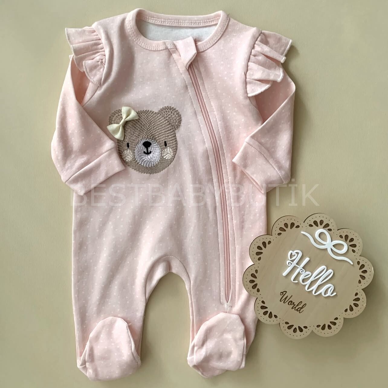 Ayıcık Detaylı Fermuarlı Tulum