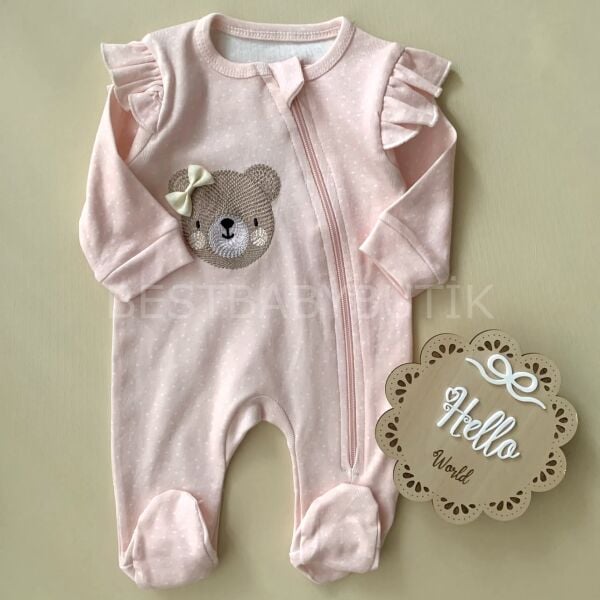 Ayıcık Detaylı Fermuarlı Tulum