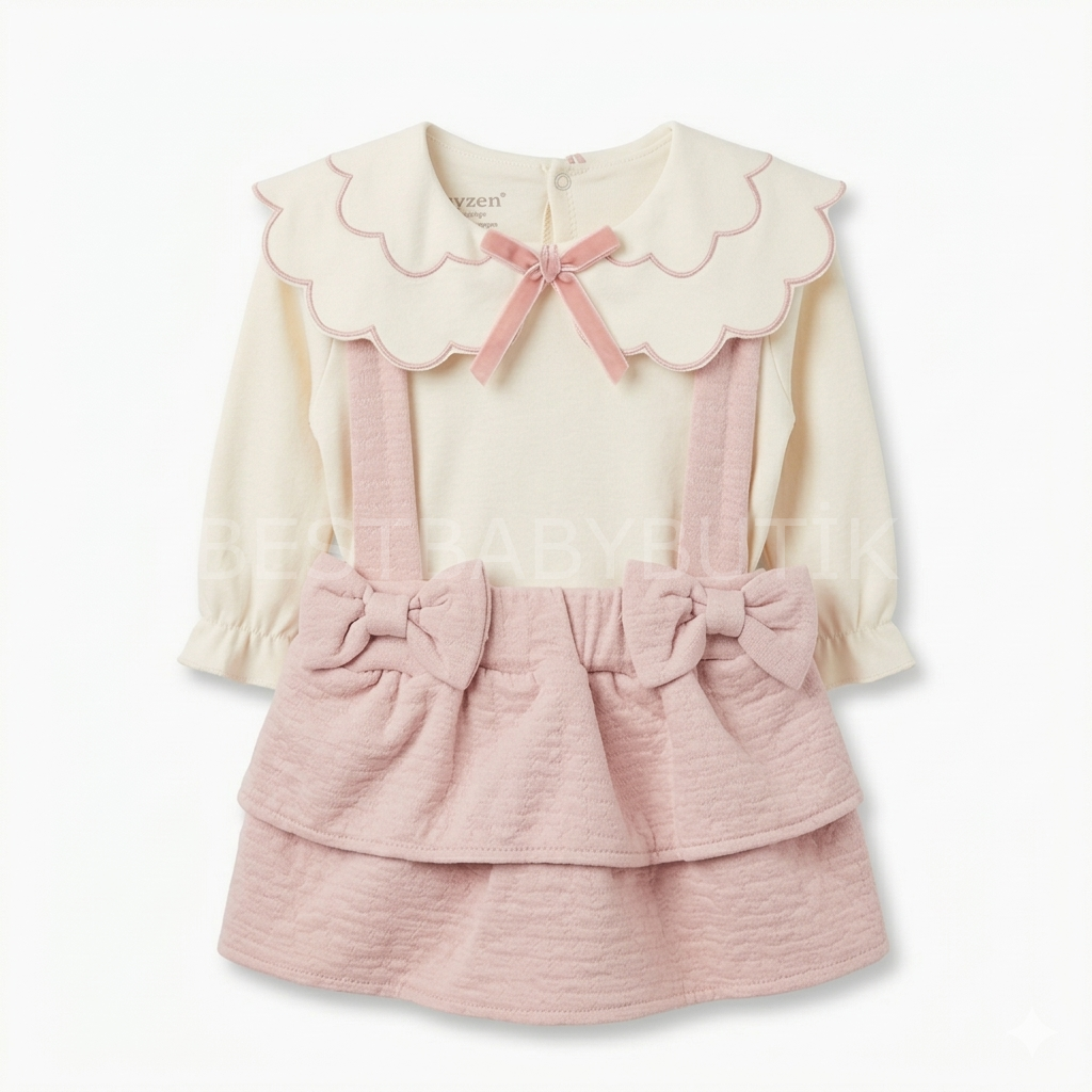 Büyük Yakalı Kurdaleli Jile Elbise 9-12 AY