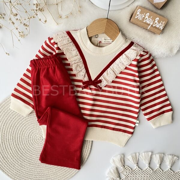 Defne Çizgili Fisto Yaka Detaylı 2’Li Takım