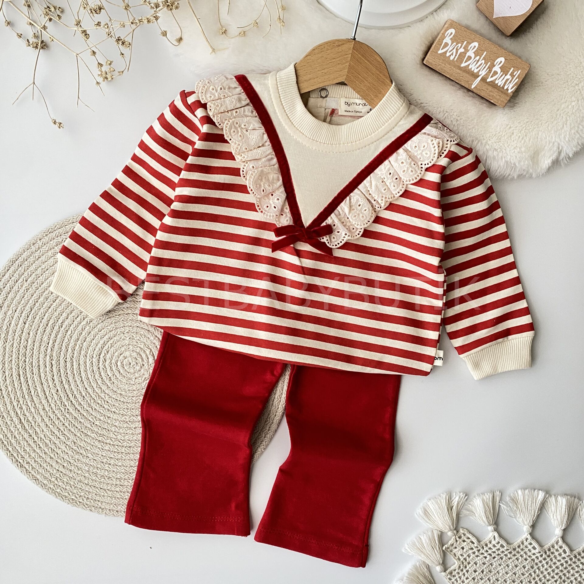 Defne Çizgili Fisto Yaka Detaylı 2’Li Takım