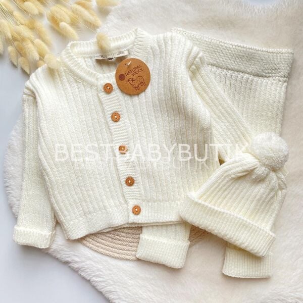 NATURAL WOOL 3 PARÇA TRİKO YÜN ÖRGÜ TAKIM ☃️