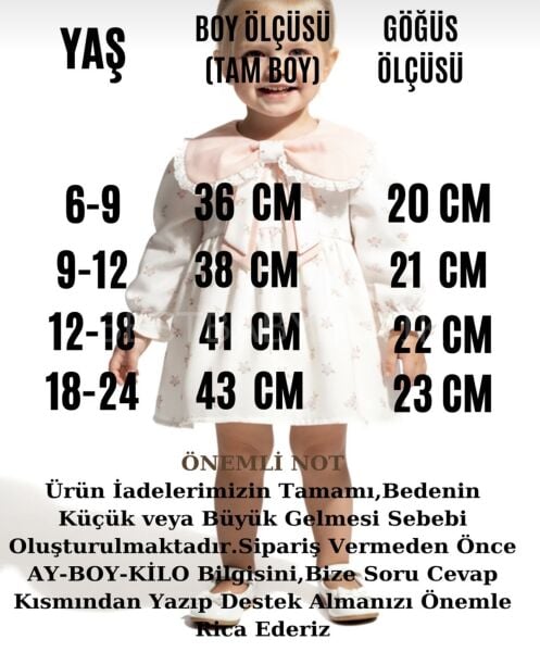 Fiyonk Yakalı Çıtır Çiçekli Elbise 18-24 AY