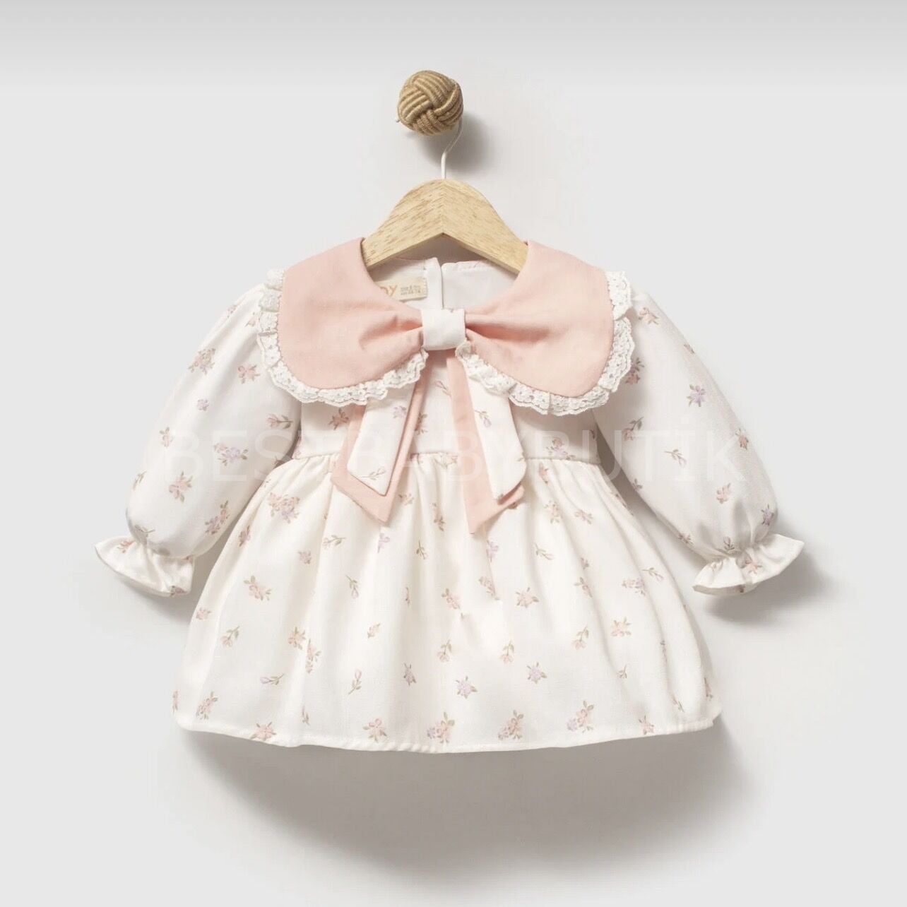 Fiyonk Yakalı Çıtır Çiçekli Elbise 18-24 AY