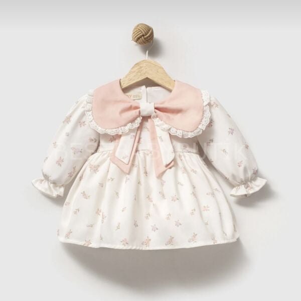 Fiyonk Yakalı Çıtır Çiçekli Elbise