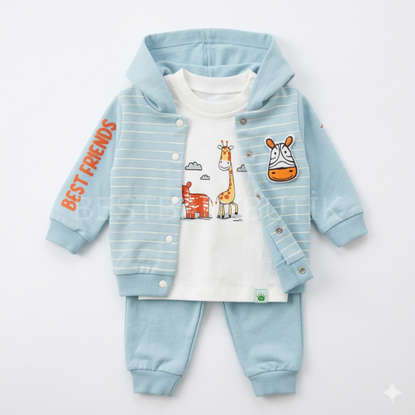 Zürafa Detaylı Hırkalı 3’Lü Takım