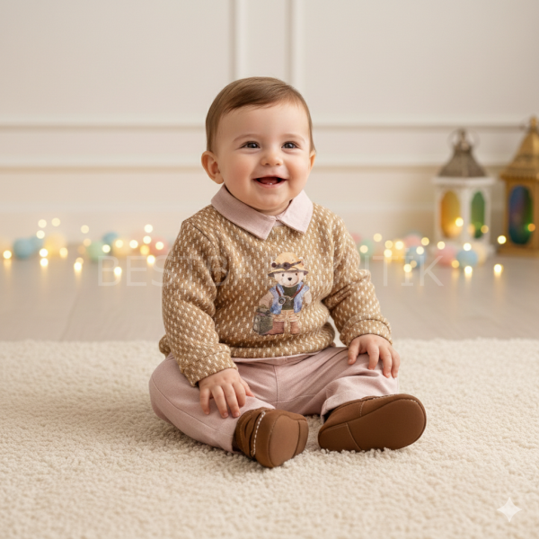 Ayıcık Baskılı Yumuşak Dokulu Ayakkabılı 3’Lü Takım 9 AY