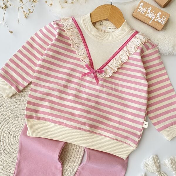 Defne Çizgili Fisto Yaka Detaylı 2’Li Takım