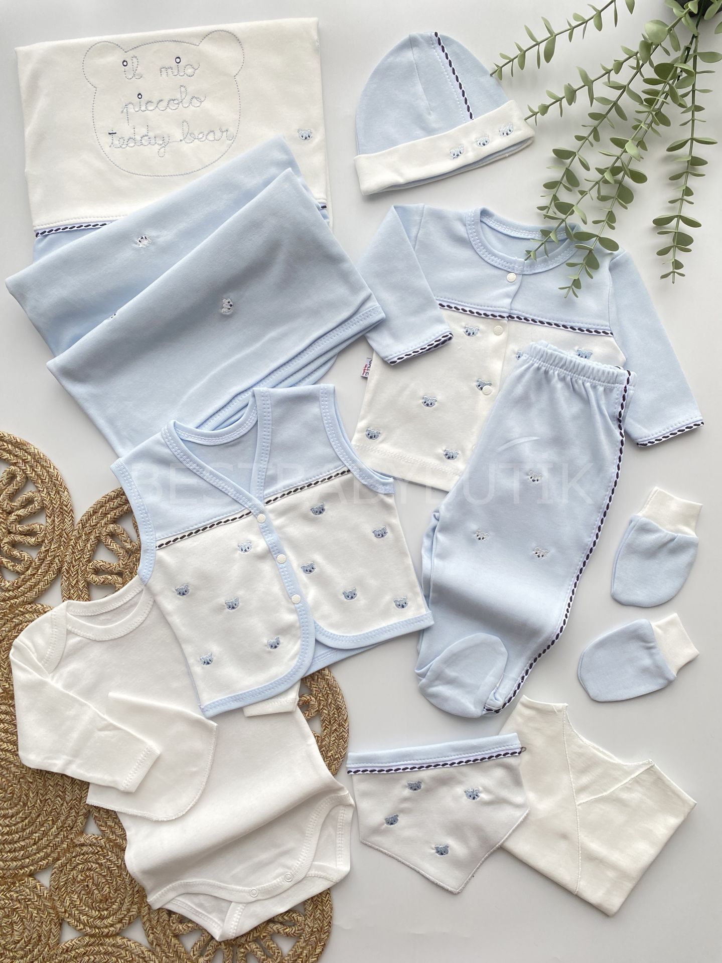 AYICIK NAKIŞLI 10 PARÇA FİTİLLİ HASTANE ÇIKIŞI SETİ