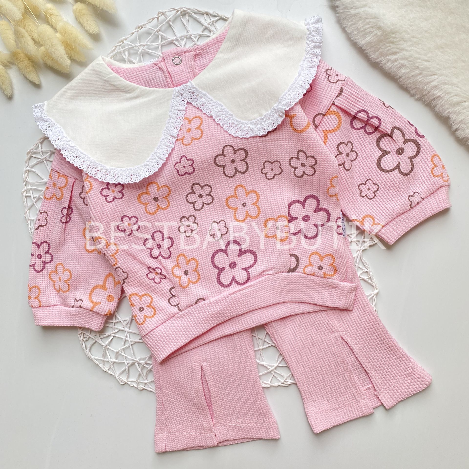 Papatyalı Bebek Yaka  Detaylı İspanyol Paça 2’Lİ Takım