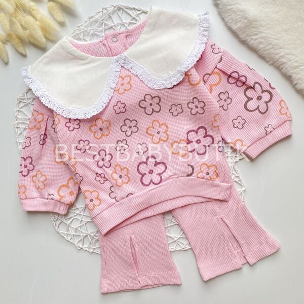 Papatyalı Bebek Yaka  Detaylı İspanyol Paça 2’Lİ Takım