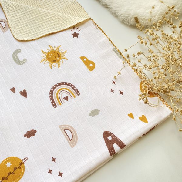 GÜNEŞLİ HARF DETAYLI UNISEX PİKELİ BÜYÜK BOY BATTANİYE