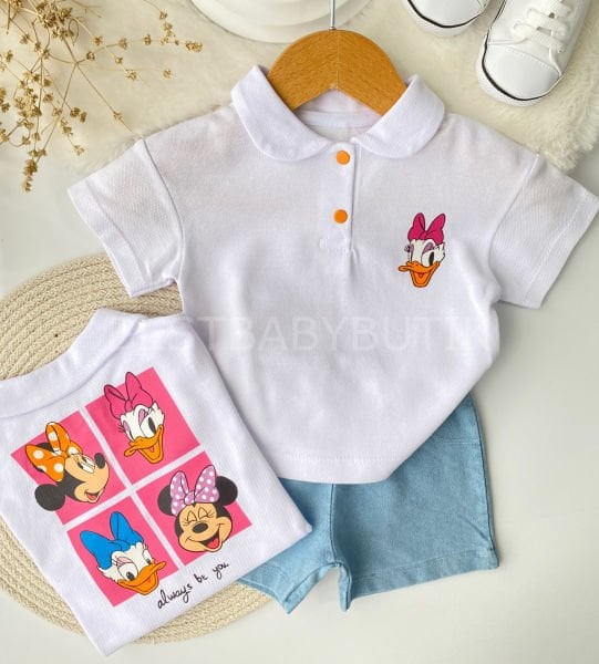 Minnie Mause Sırt Baskılı Polo Yaka 2’Li Takım