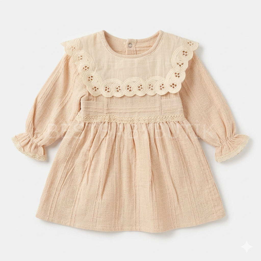 Fisto Yakalı Keten Elbise 6-9 AY