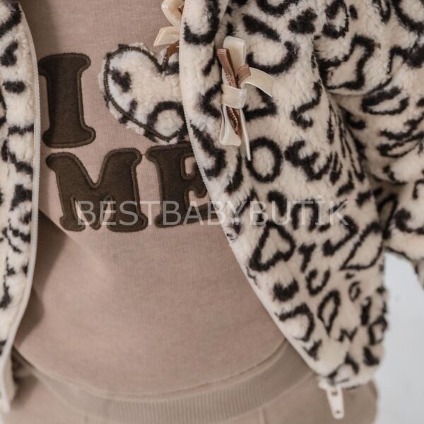 Leopar Desenli Montlu Şardonlu 3’Lü Takım