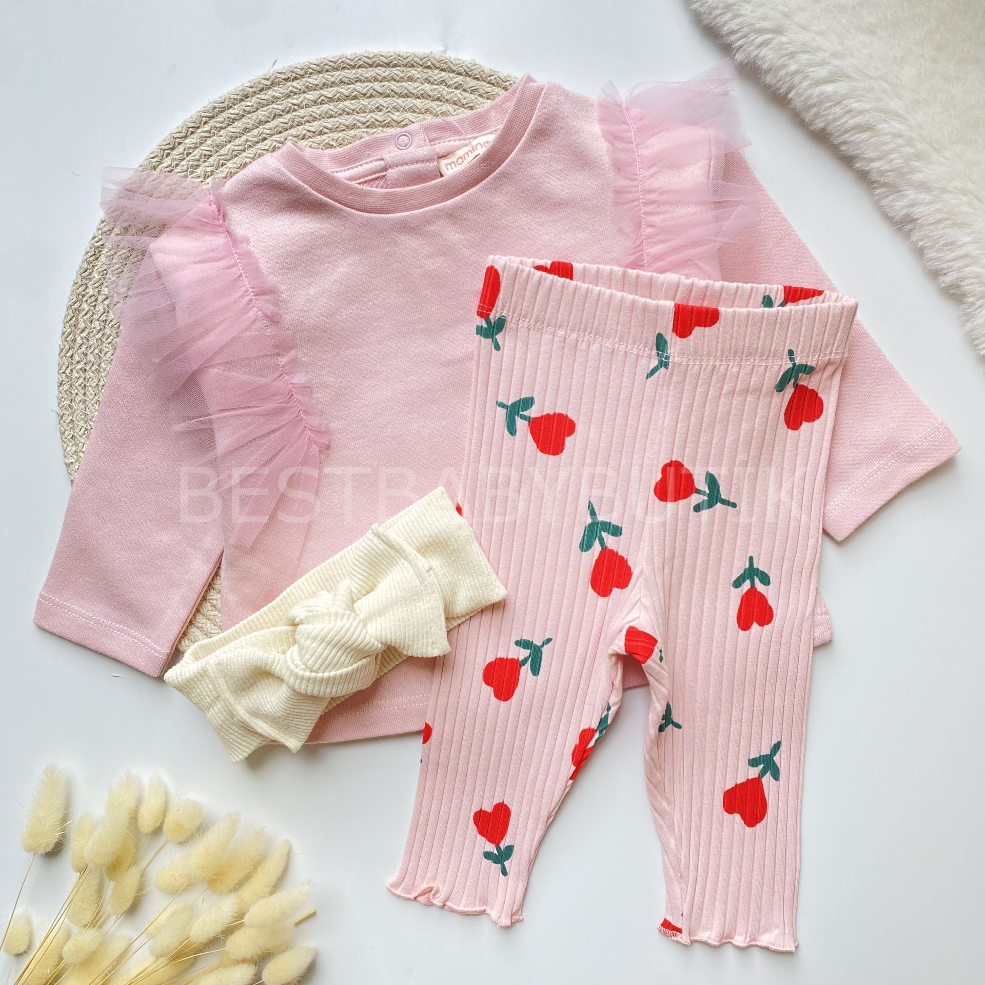 MAMINO LALE BASKILI FİTİLLİ TAYTLI 2’Lİ TAKIM