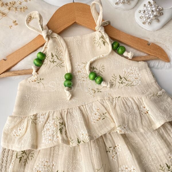 Boncuklu İp Askılı Çiçekli Müslin Takım 2-3 YAŞ