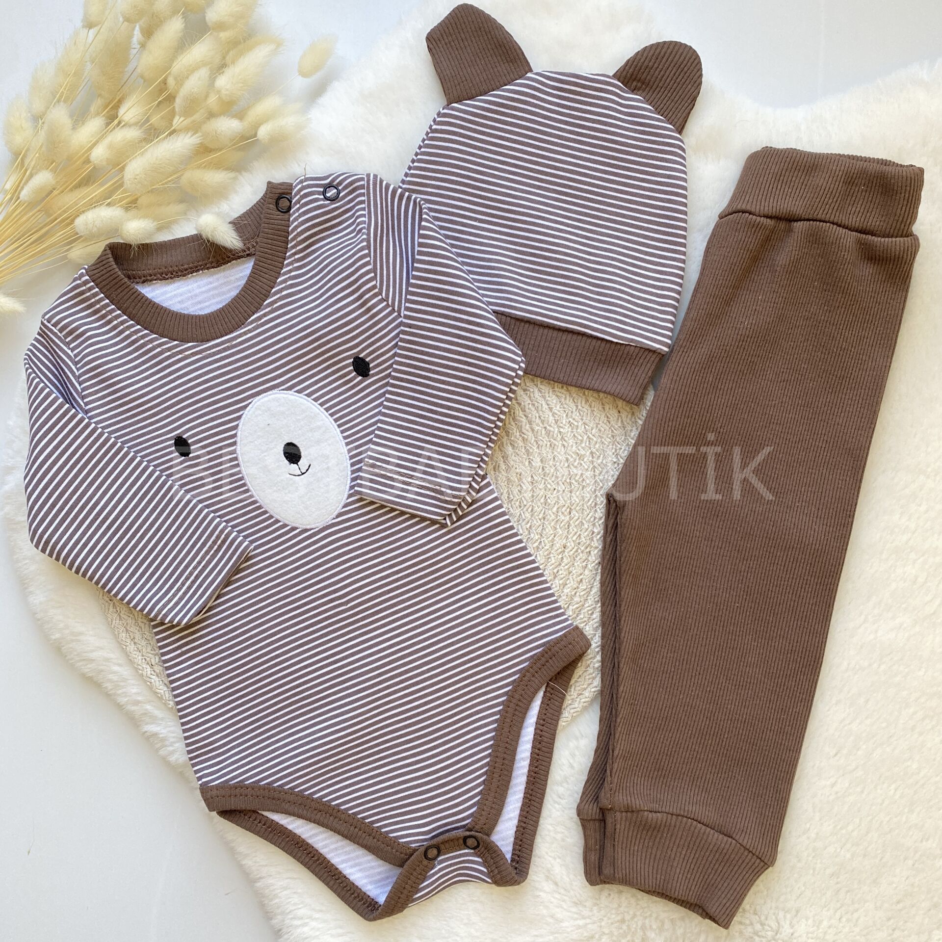 BEAR ÇİZGİLİ KAŞKORSE BERELİ 3 PARÇA TAKIM