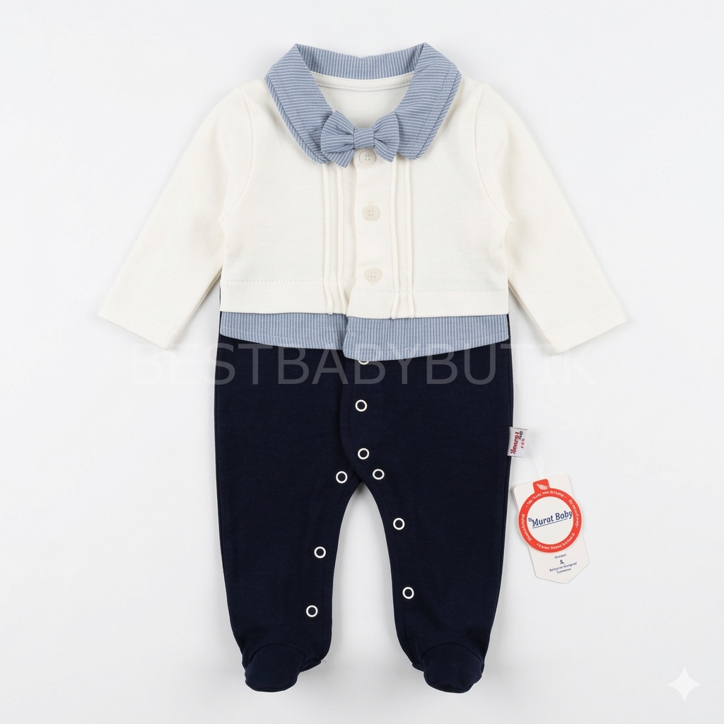 Papyonlu Polo Yaka Pamuklu Tulum 3-6 AY