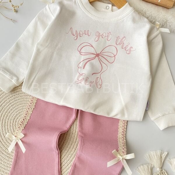 Mila Kurdale ve Dantel Detaylı Bol Paça 2’Li Takım