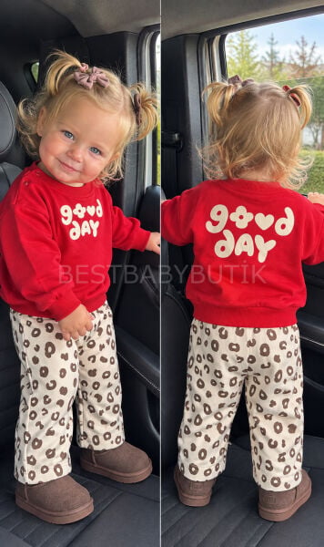 Good Day Baskılı Leopar Eşofmanlı 2 İplik Takım 18-24 AY