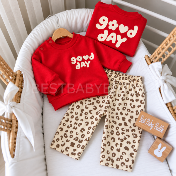 Good Day Baskılı Leopar Eşofmanlı 2 İplik Takım