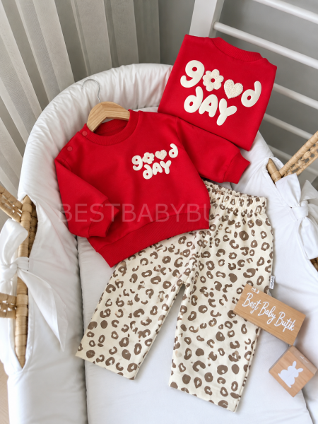 Good Day Baskılı Leopar Eşofmanlı 2 İplik Takım 18-24 AY