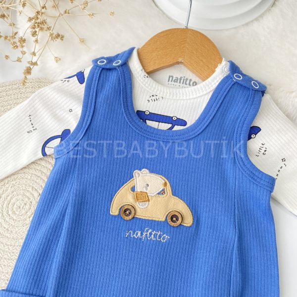 Araba Detaylı Zıbınlı Ve Çoraplı Tulum Seti