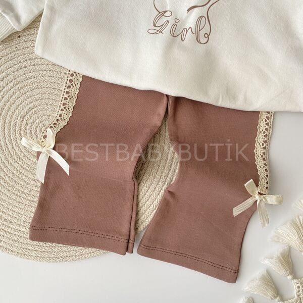 Mila Kurdale ve Dantel Detaylı Bol Paça 2’Li Takım