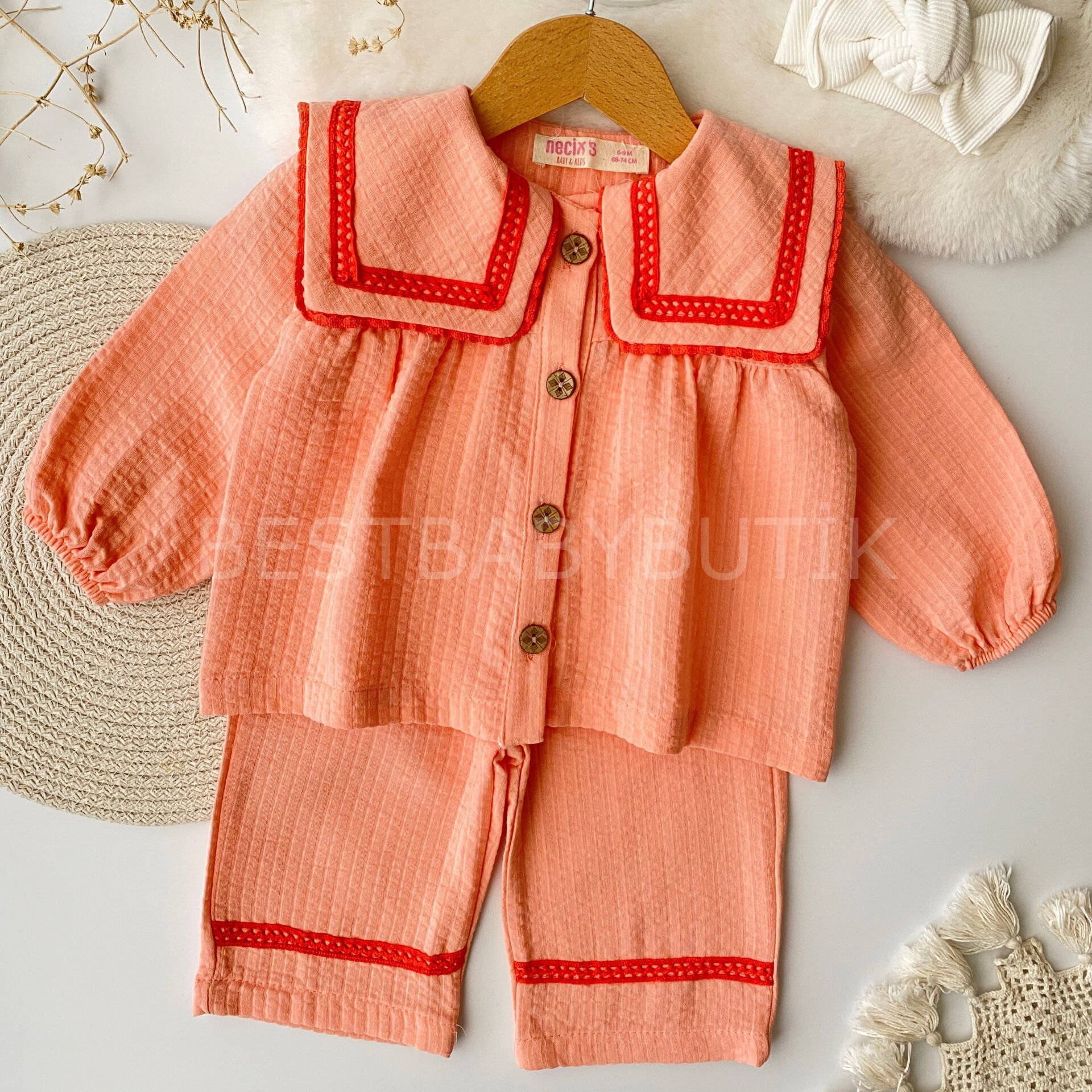 Kare Yaka Detaylı Robalı Bol Paça 2’Li Takım