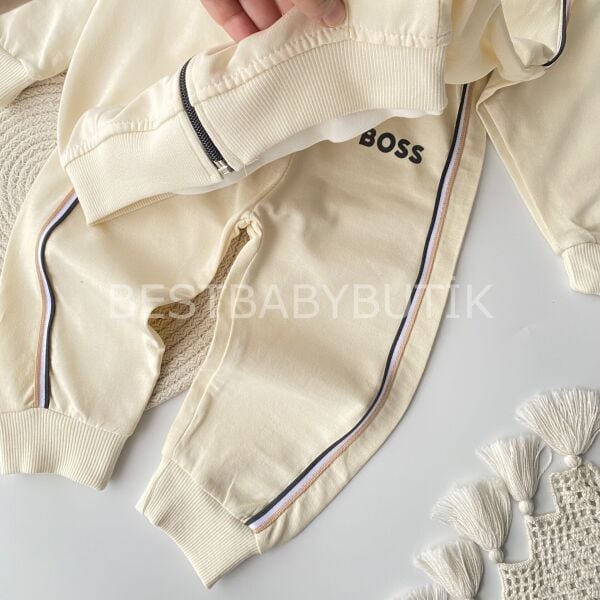 BOSS Baskılı Çizgi Biyeli 3’Lü Eşofman Takımı 18-24 AY