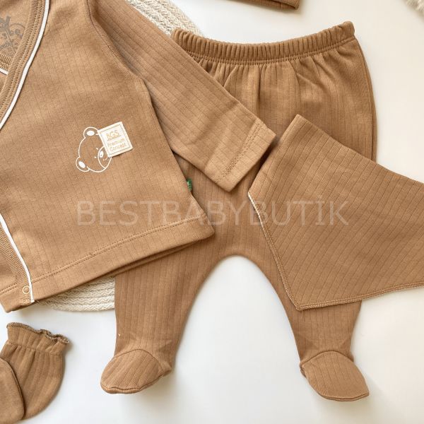 NATUREL SOFT BİYELİ FİTİLLİ 5 PARÇA HASTANE ÇIKIŞI SETİ
