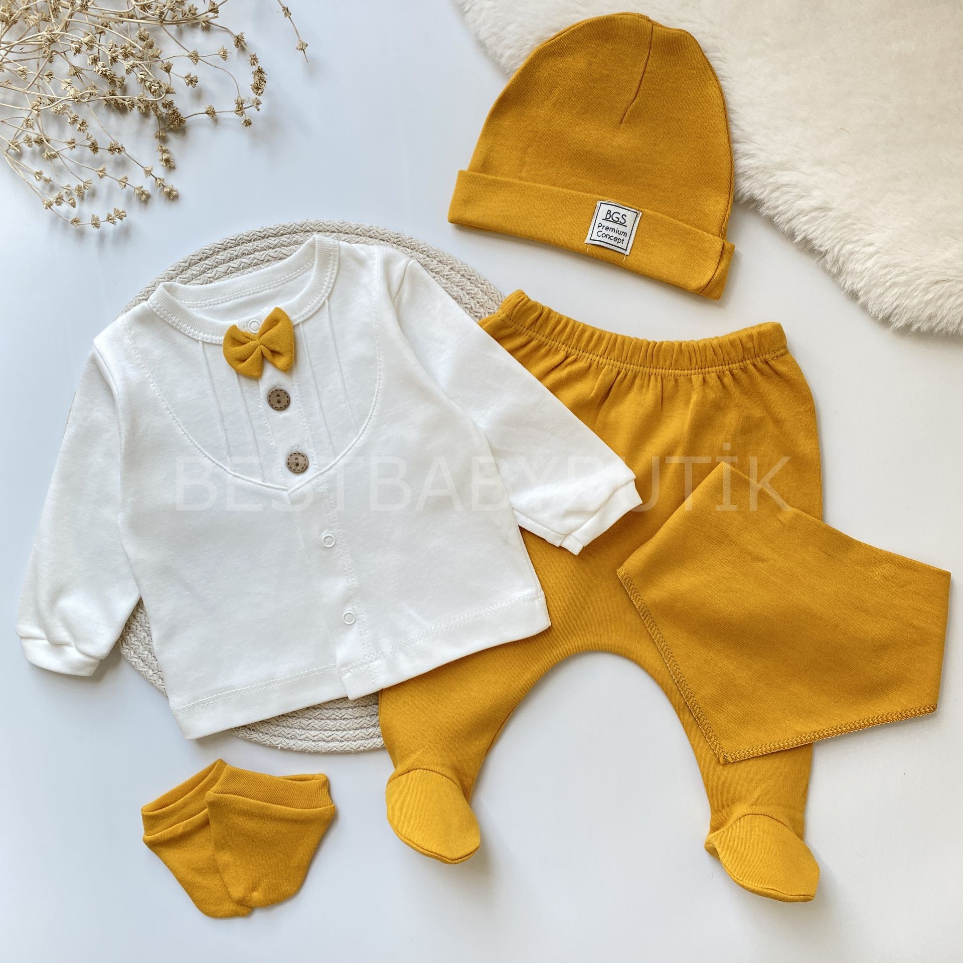 NATUREL SOFT PAPYONLU  5 PARÇA HASTANE ÇIKIŞI SETİ